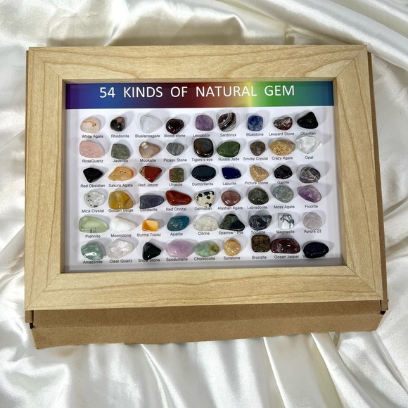 54 Framed Gemstone Samples Gift Horizontal - Picture 1 of 4